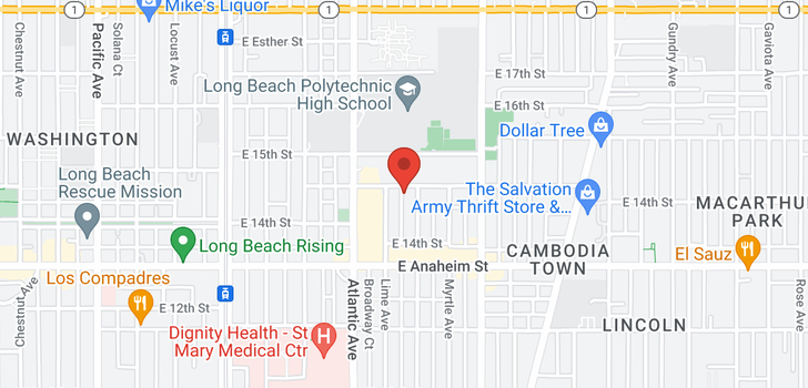 map of 722 E New York St Long Beach, CA 90813